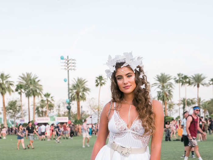 Jamie Mansfield, a 27-year-old travel blogger, model and social media influencer from Bakersfield, California, spent over $2,000 between the bridal skirt, top, and her butterfly crown from Viva Del Fina.