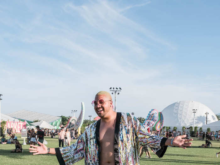 Josh Brown, a 26-year-old graduate student from Huntington Beach, spent around $200 on his outfit between his colorful jacket from ASOS and his Calvin Klein bottoms.