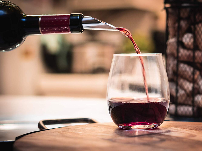 A set of stemless wine glasses