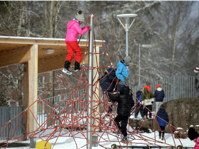 Finnish kids are encouraged to get outside and stay active at school, too.