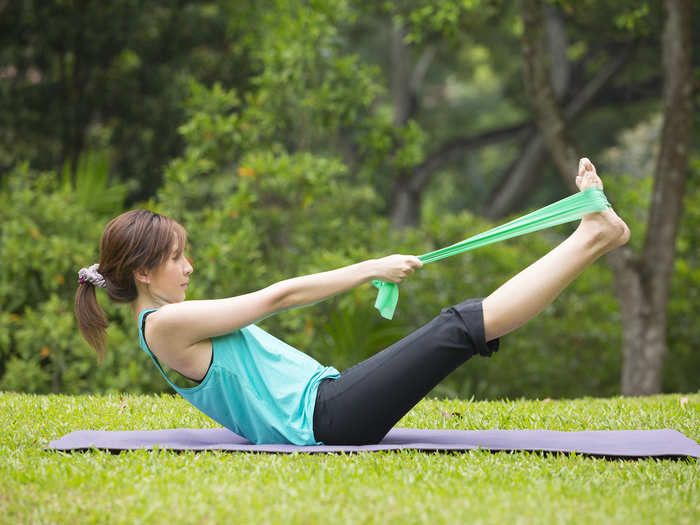 Use resistance bands for travel-friendly workouts