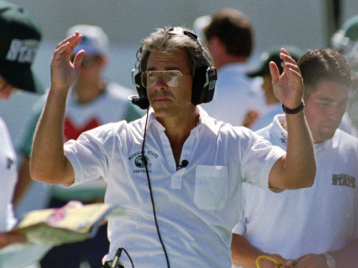 Nick Saban was hired by Michigan State in 1995 at 44 years old, re-joining the college ranks after four years with the Cleveland Browns.