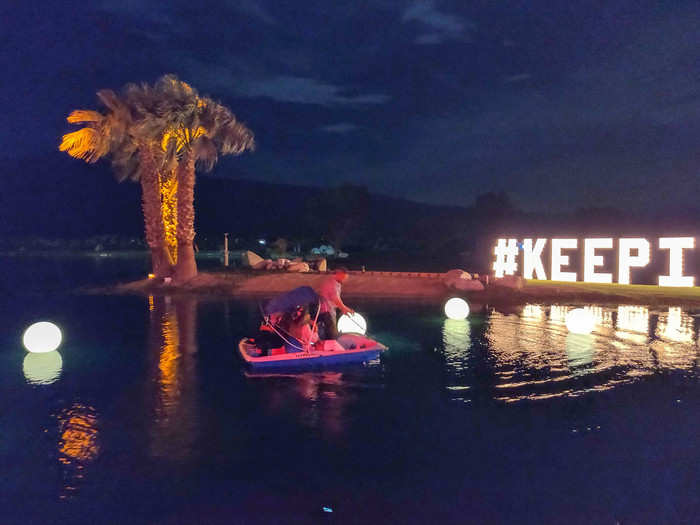 A few people got too ambitious about the paddleboat on the private late. They got stuck in the middle of the lake when the paddleboat stopped working and couldn