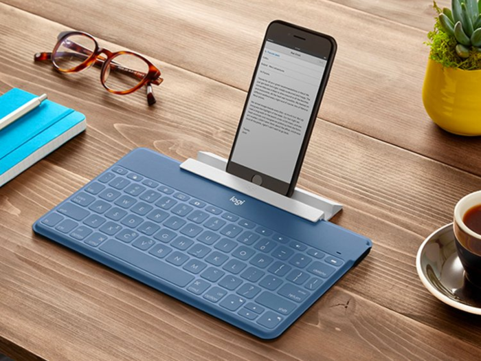 A slim wireless keyboard to lets them stay productive while traveling