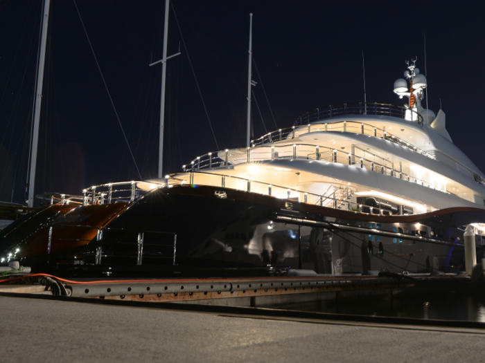 The 289-foot Nirvana yacht includes a 10-foot-deep plunge pool and a helipad.