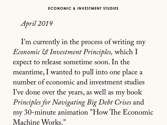 Dalio has even teased his next book, "Economic & Investment Principles," on the app