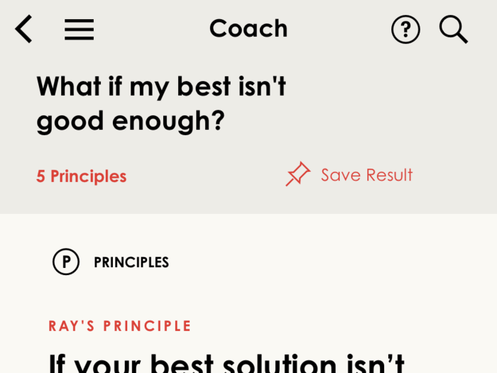 The "Coach" section lets you search through possible solutions to life problems