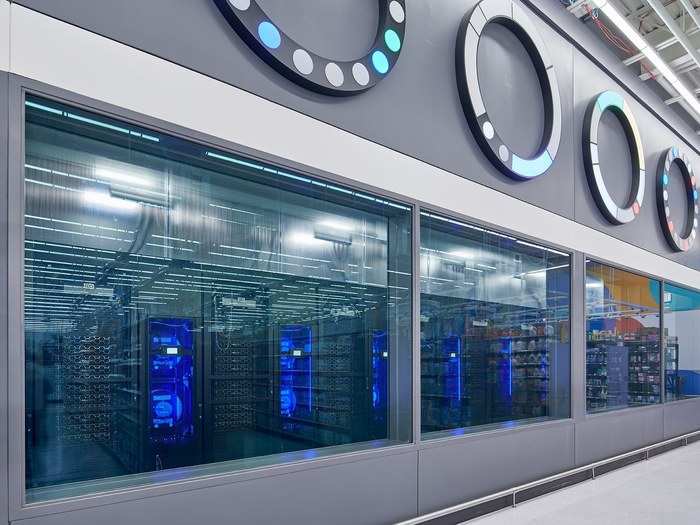 To power that, the store has its own attached data center with 100 servers behind a glass wall that customers can see and interact with.