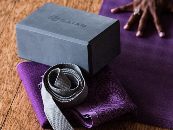 A yoga block set to help her stay balanced