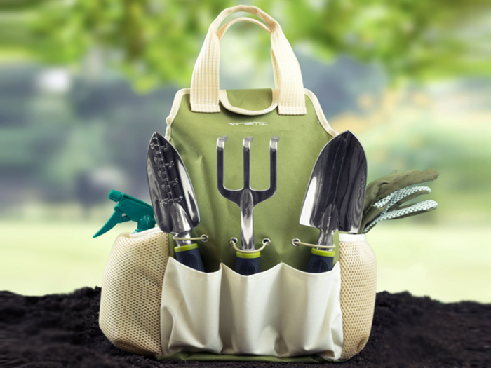 A gardening bag with all the tools she needs for her gardenias