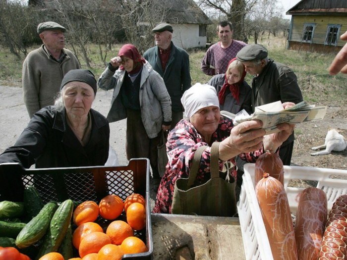 In the village of Tulgovich, where Ivan Semenyuk told Reuters he lived, a mobile shop stops by once or twice a week selling residents foodstuffs.