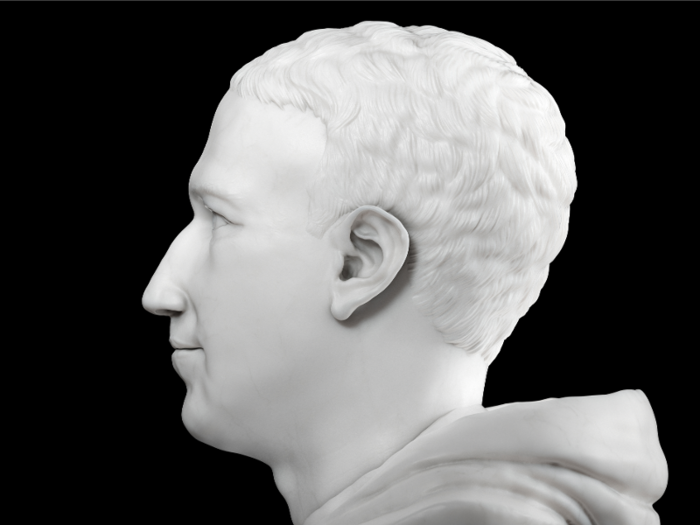 The bust is reminiscent of the Roman emperor Augustus, with whom Zuckerberg is fascinated.