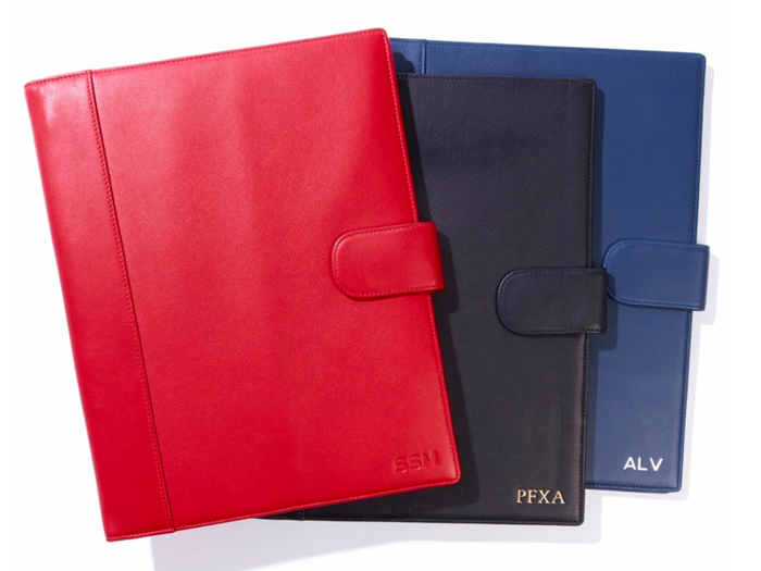 A personalized leather portfolio