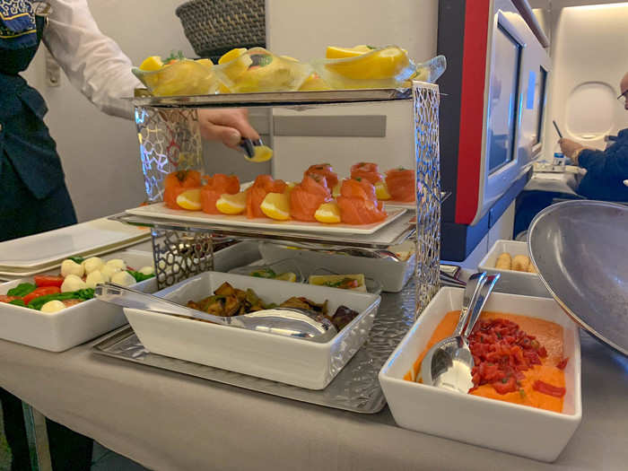 The snack station is pretty unnecessary, though, with how much food is on offer. A few hours later, the crew started the dinner service. One of the most innovative aspects of Turkish