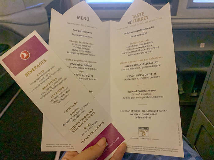 As I got settled, I decided to take a look at the menu. The menu and catering is provided by Do & Co, which also provides catering for Austrian Airlines. Do & Co has received rave reviews for its food from many flight bloggers, so I was excited to try it out.