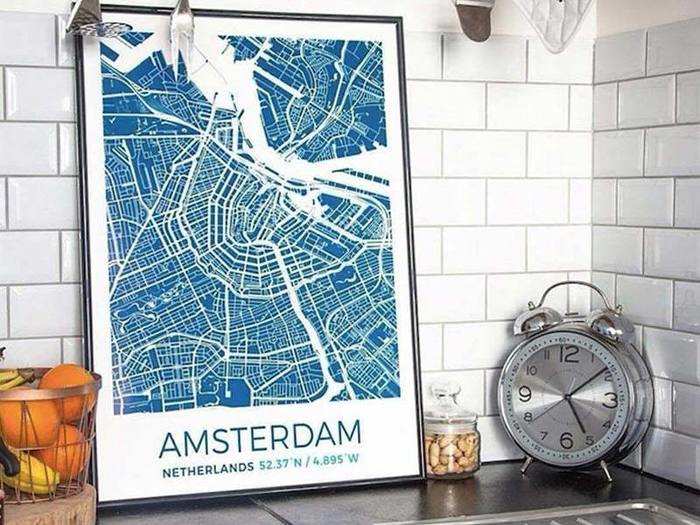 A custom map print to remind him of home