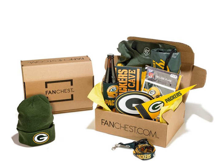 A box of college merchandise for game days, tailgates, and spirit events