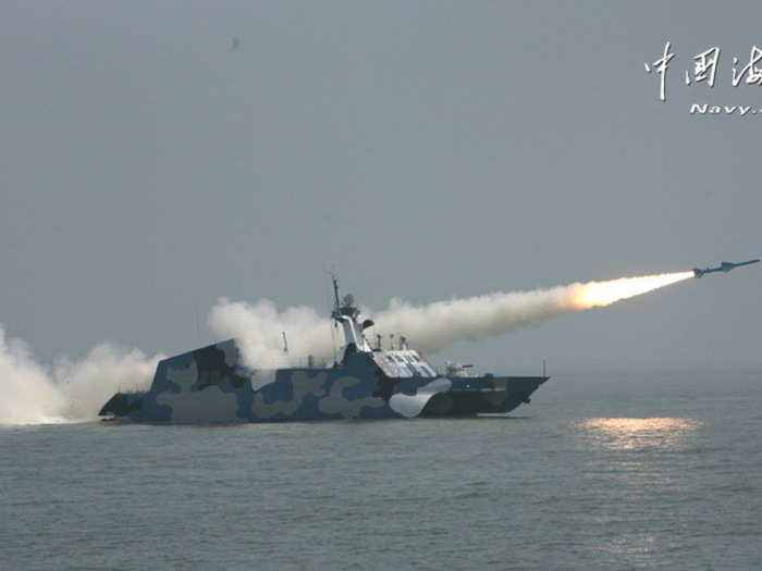 Type 022 Houbei missile boats.