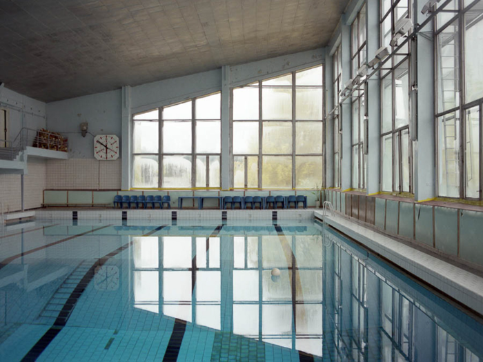 Other photos show the many facilities that Pripyat residents had access to, like swimming pools.