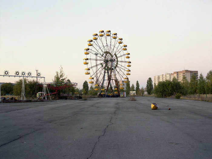 A yellow Ferris wheel was built for May Day, a significant Soviet holiday on May 1, and finished just before the disaster on April 26. "It was never used," McMillan said.