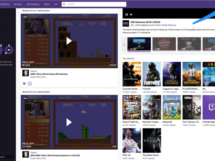 Twitch Prime live video streaming and viewing