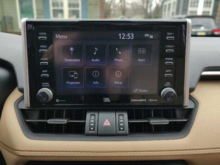 Atop the center stack is an 8-inch touchscreen running the latest version of Toyota