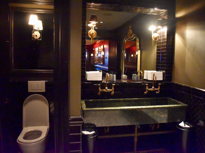 Even the bathrooms had a luxurious feel to them — each stall had its own mirror inside.