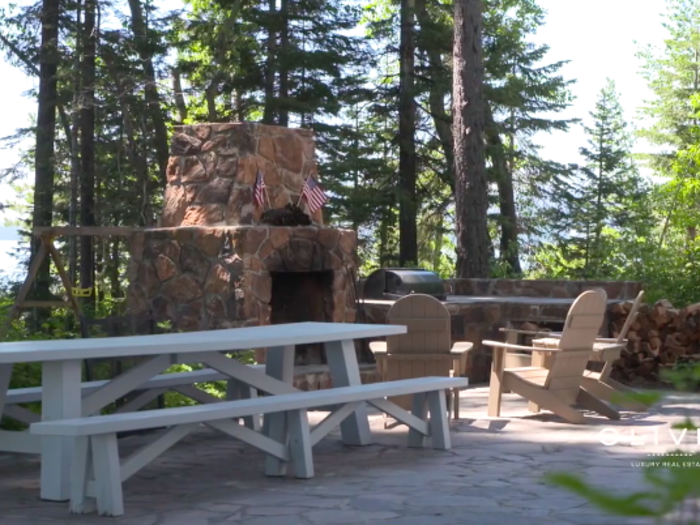 The outdoor patio overlooking the lake is the perfect place to grill out.