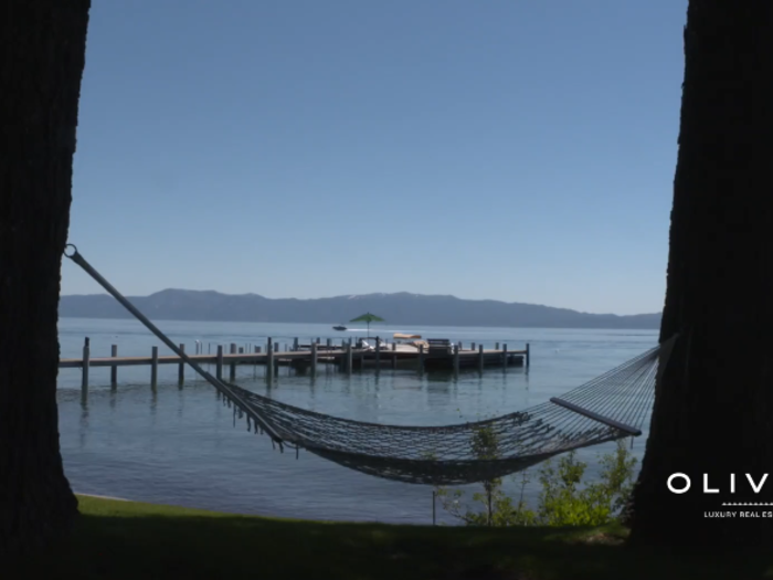  The property includes 200 feet of private waterfront on Lake Tahoe — and, a relaxing hammock for Mark and his wife Priscilla to enjoy. 