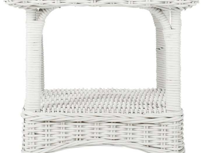 Skip: Safavieh Bowen white wicker coastal end table