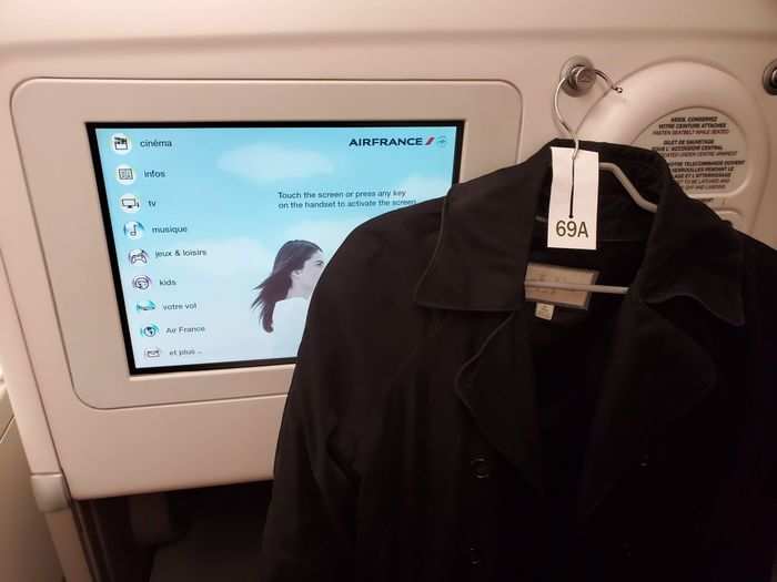 One of my favorite features was that they left a labeled hanger at every seat. It avoided the awkward moments when you