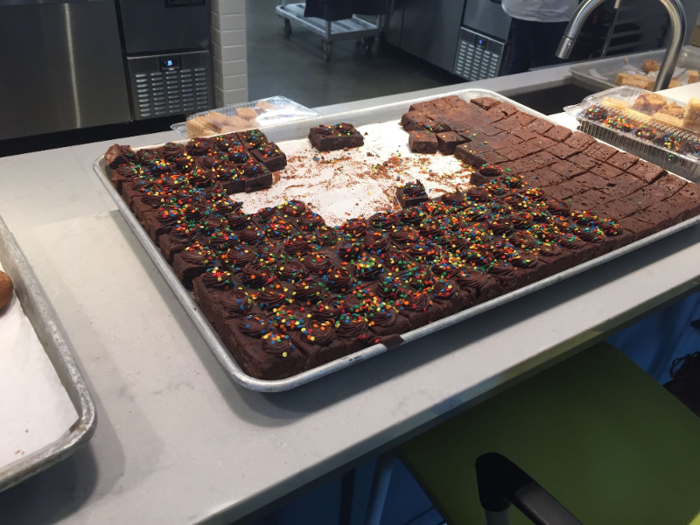 We swung by the test kitchens to sample a few mini frosted brownies. McInerney said that at some company-wide events, the executives will get together and whip up treats for their employees.