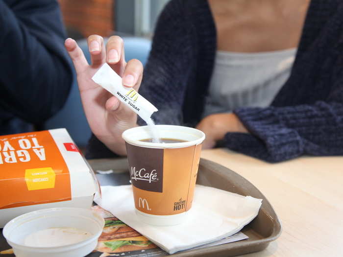 Some of the breakfast options come with coffee, so we decided to try out the regular drip option. In the states, McDonald