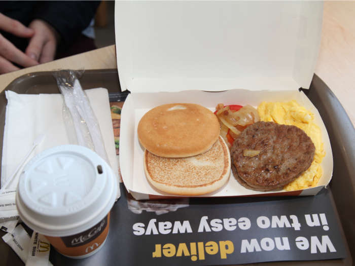 We also made a separate trip to another Cape Town location so we could try out the SA Breakfast dish, which is supposed to come with two boerie patties, eggs, tomato, grilled onions, a bun, and fries. But there were no fries on our tray.