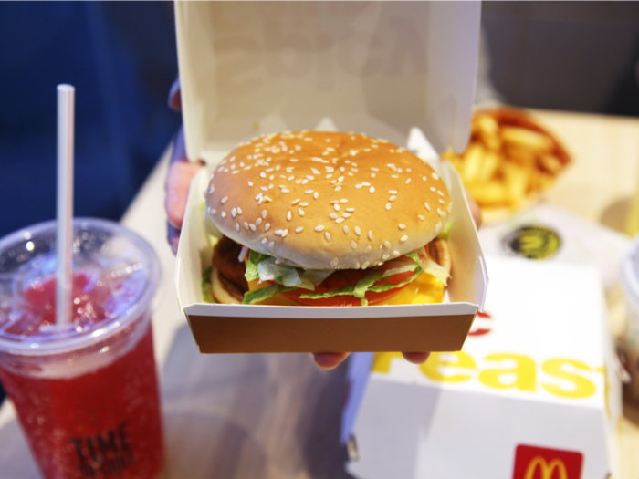 We started with the Spicy Cajun Chicken burger: a breaded Cajun chicken patty on a sesame seed bun with lettuce, tomato, cheese, and McChicken sauce.