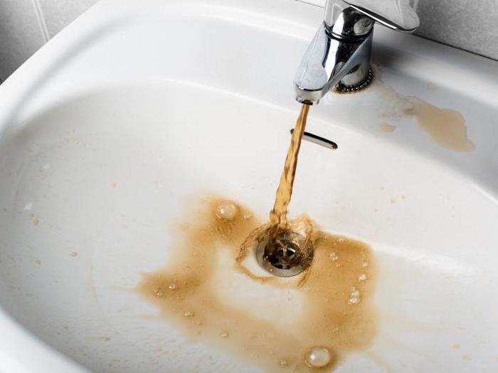 Yellow, orange, or brown water is never a good sign.