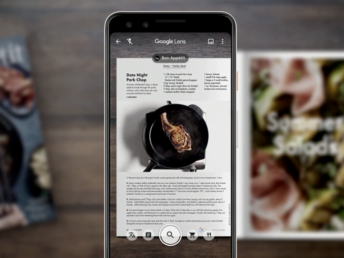 Lens can show you a video of how to prepare a dish when you point your phone