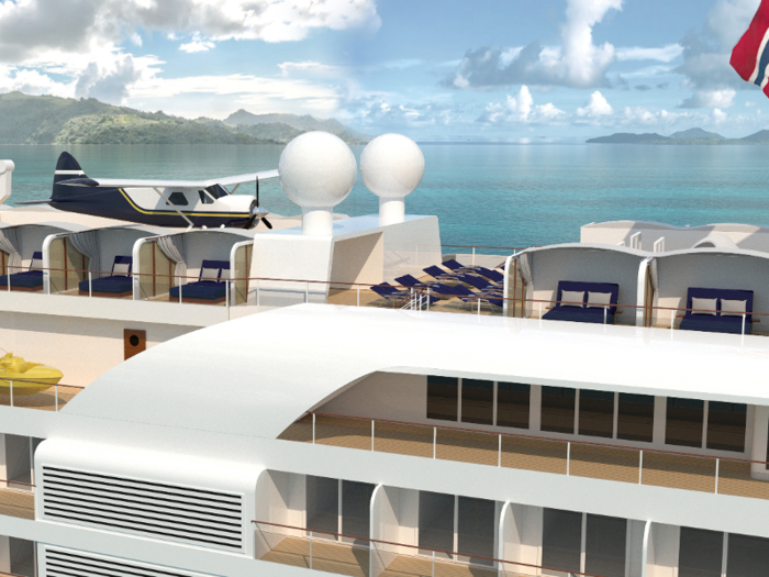 Defined as an “ultra-luxury yacht," the ship has 3,500 square meters of deck space.