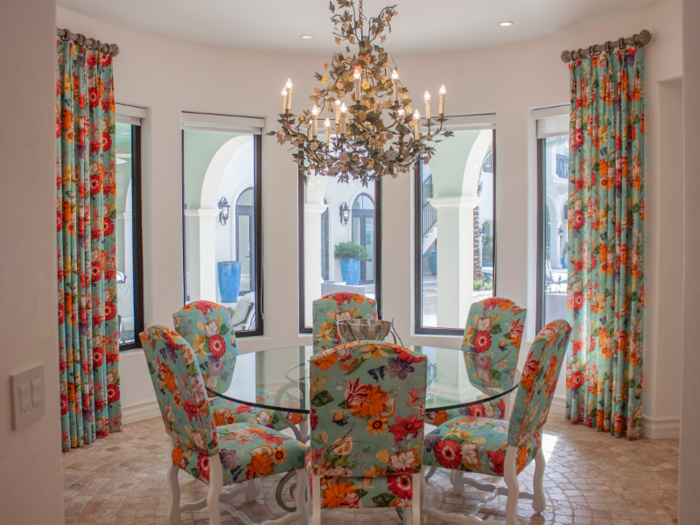 A smaller dining area overlooks the backyard.