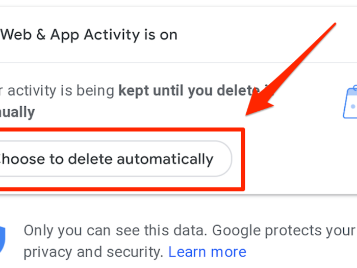 Select "Choose to delete automatically" and pick a time limit of three months or 18 months.