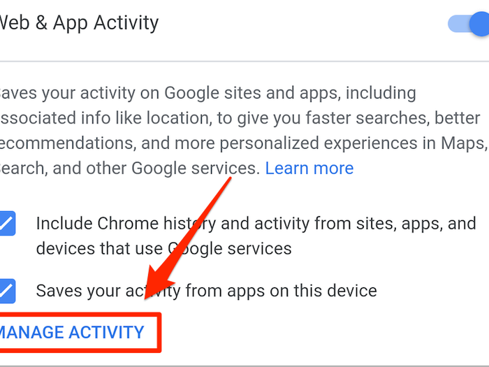 Select "Manage activity."