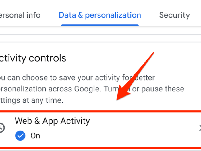 Choose "Web & App Activity."