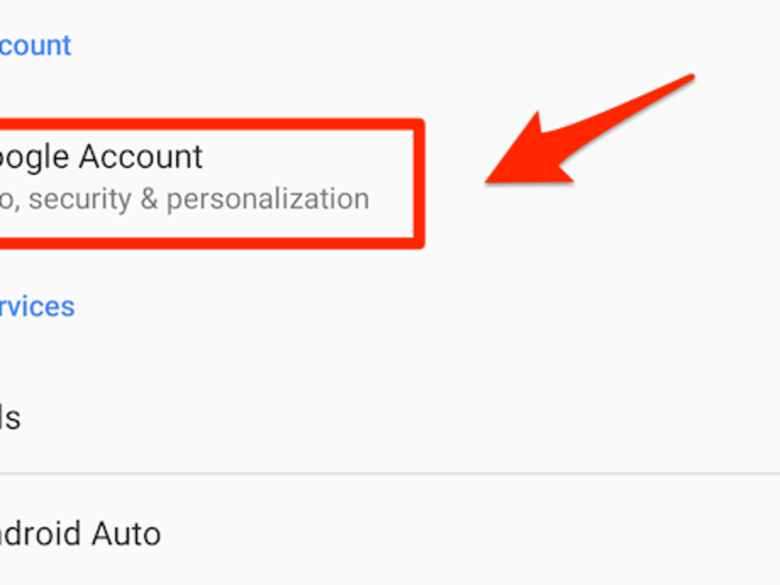 Then tap the "Google Account" option.