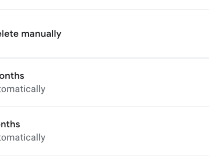 Select either "Keep for 18 months" or "Keep for 3 months" depending on your preference. Activity data will be deleted after that time period.