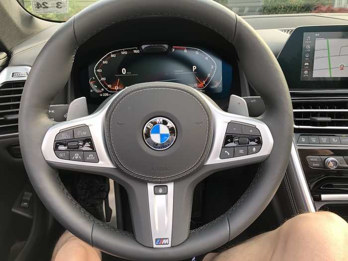 I always find BMW steering wheels to be too thick. But the feel of the M850s leather-wrapped wheel is excellent, and the buttons and knobs allow for hand-free operation of vehicle systems and the infotainment. The instrument cluster is all digital.