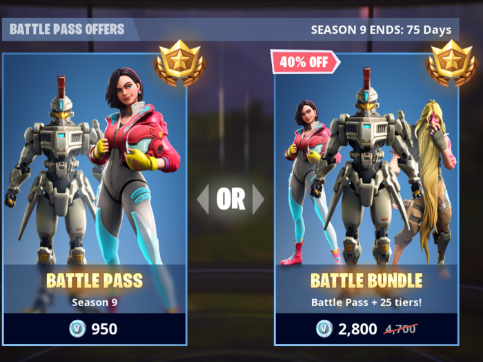 The season 9 battle pass costs 950 vbucks, the game