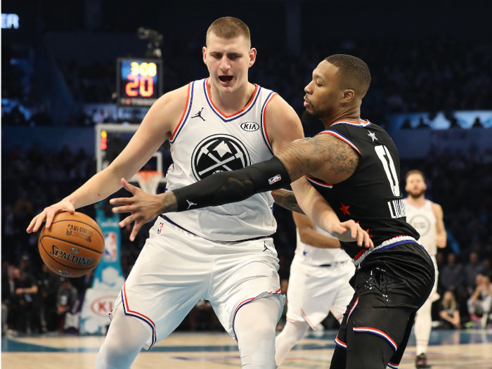 Jokic has made gigantic leaps each successive season, raising his scoring averages from 10 to 16 to 18 to 20 over his career. He made his first All-Star team in 2018-19 while averaging 20 points, 11 rebounds, and 7 assists per game.