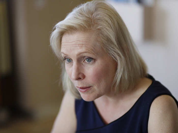 33% of Democratic voters think New York Sen. Kirsten Gillibrand would lose to Trump, while 17.8% believe she would win, and 50% neutral.