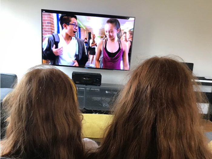 During the weekdays, the girls watch TV in their free time after homework and dinner.