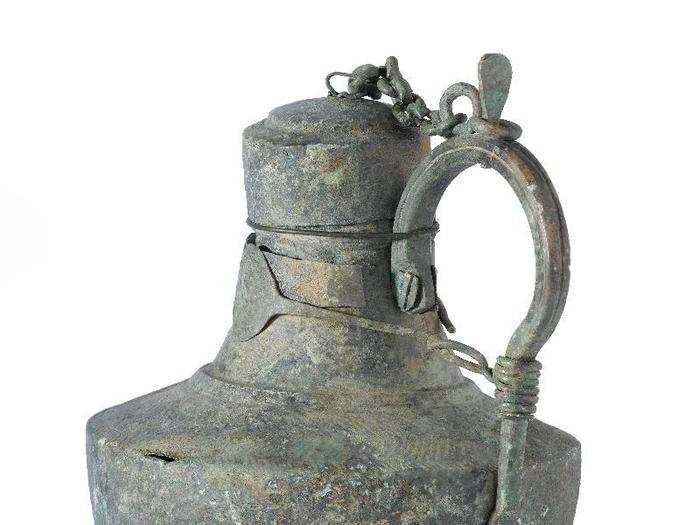 Findings like this copper-alloy flagon perhaps suggest that the prince may have enjoyed the occasional drink.